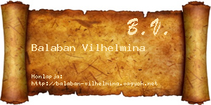 Balaban Vilhelmina névjegykártya